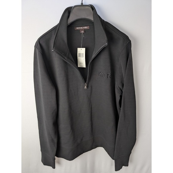 Michael Kors Men's NWT Black 1/4 Zip Pullover Sweatshirt Size Large $145 MSRP - Picture 4 of 12